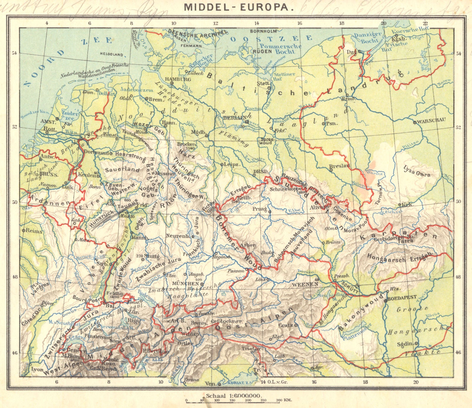 EUROPE. Middel- Europa 1922 old antique vintage map plan chart